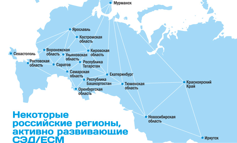 Некоторые российские регионы, активно развивающие СЭД/ЕСМ
